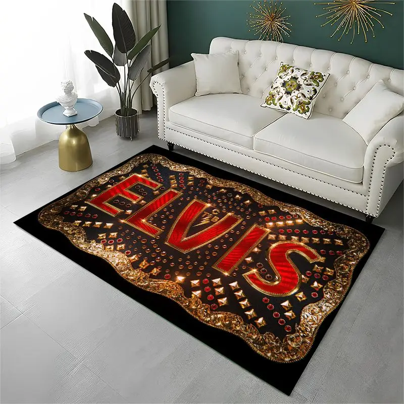 Retro The King E-Elvis Presley Non-Slip Area Rug for Living Room,Bedroom,Playroom,Soft Carpet Floor Mat Home Decor Rug  Room