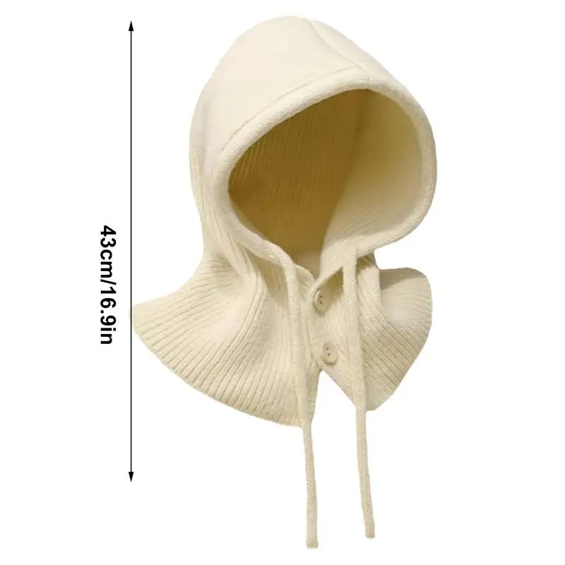 Windproof Hooded Scarf Hat Women and Men Winter Wollen Drawstring Hooded Scarf Hat Neck Face Protect Fashion Outdoor hat