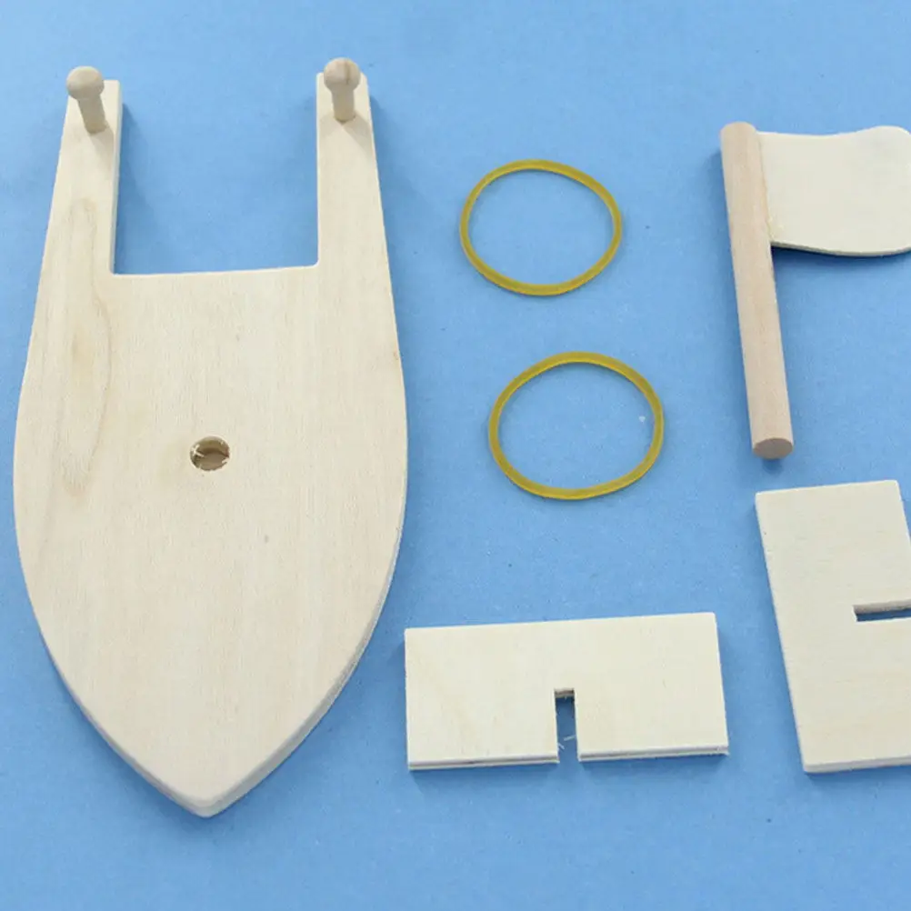 

4Set Wooden Sailing Boat DIY Painting Blank Wood Material Pack for Home School Kindergarten Creative Thick Craft Set Portable