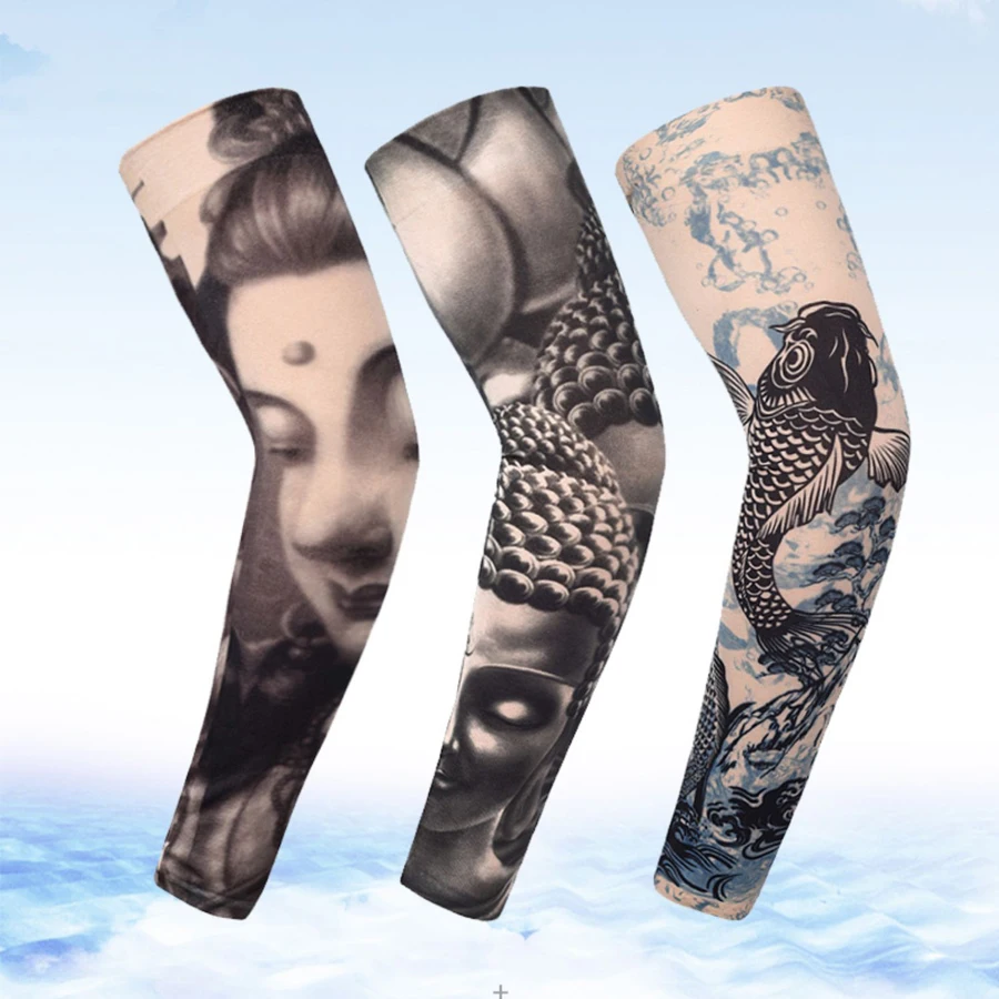 2 paires de manchons de bras de course en plein air résistants aux UV à séchage rapide pour hommes et femmes avec protection de la peau, manchons de tatouage en nylon