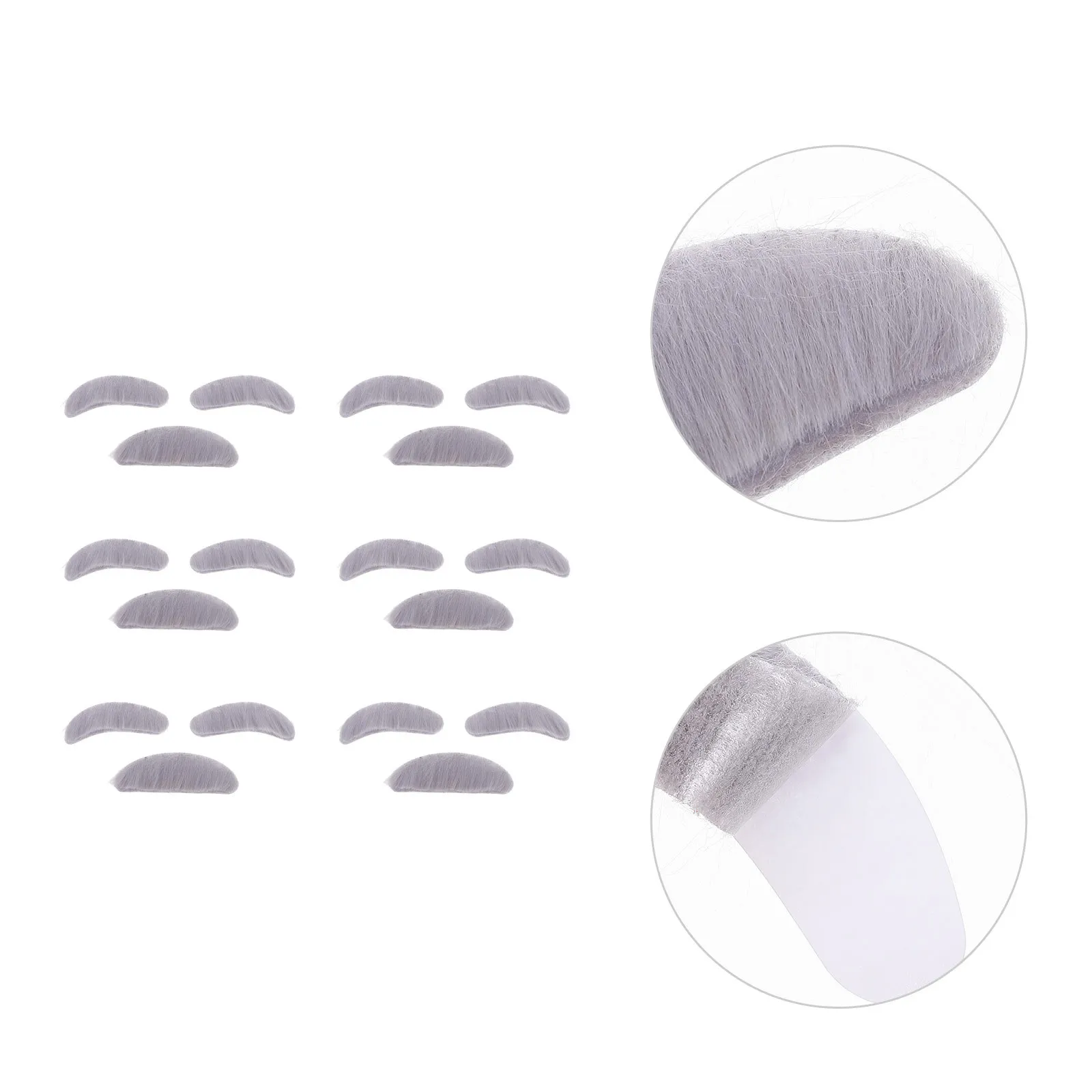 6Sets Fake Eyebrows Mustache Premium Material Self-Adhesive Realistic Appearance Halloween Party Costume Cosplay Prop