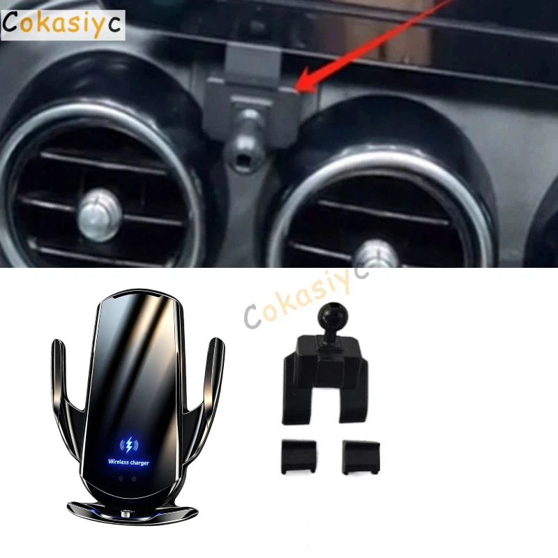 15W Fast Charging Wireless Charger Car Mount Phone Holder Automatic Clamping For 2015-2018 Mercedes-Benz C Class W205 GLC X253