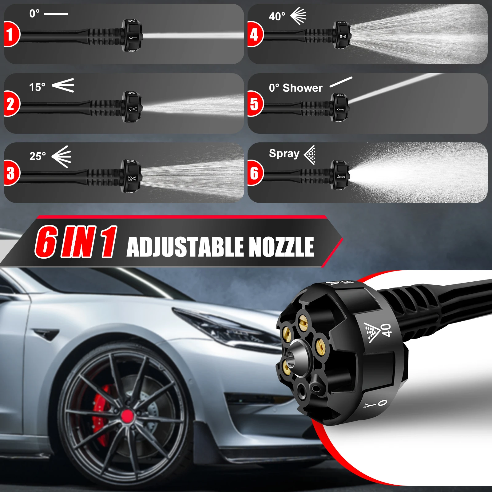 Мойка автомобильная аккумуляторная, Ач, с насадкой 6 в 1