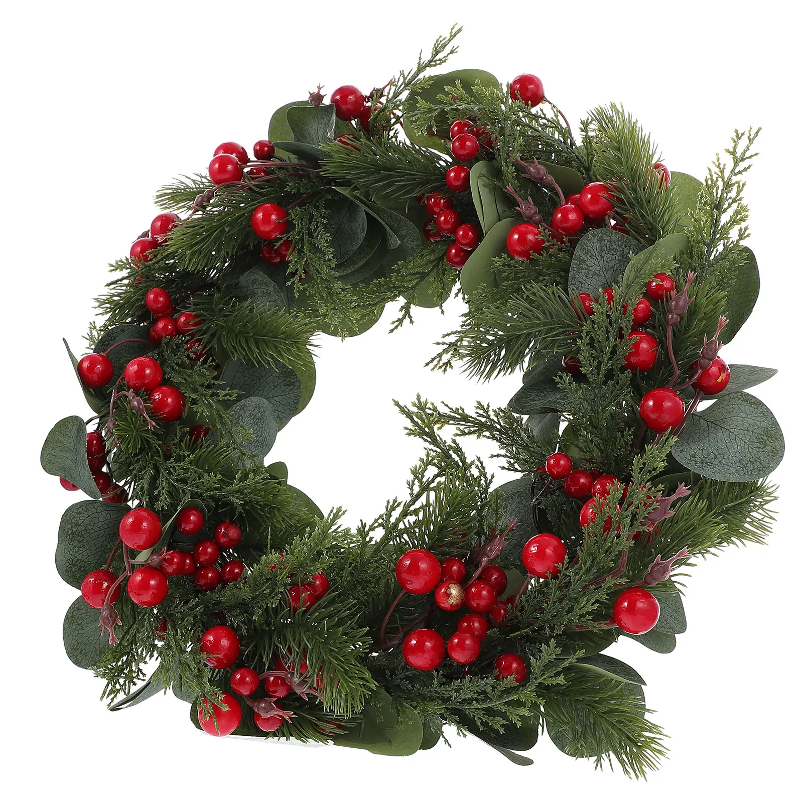 

1pc Christmas Wreath Artificial Red Berries Hanging Decorative Garland Festival Wall Door Pendant Xmas Party Supply