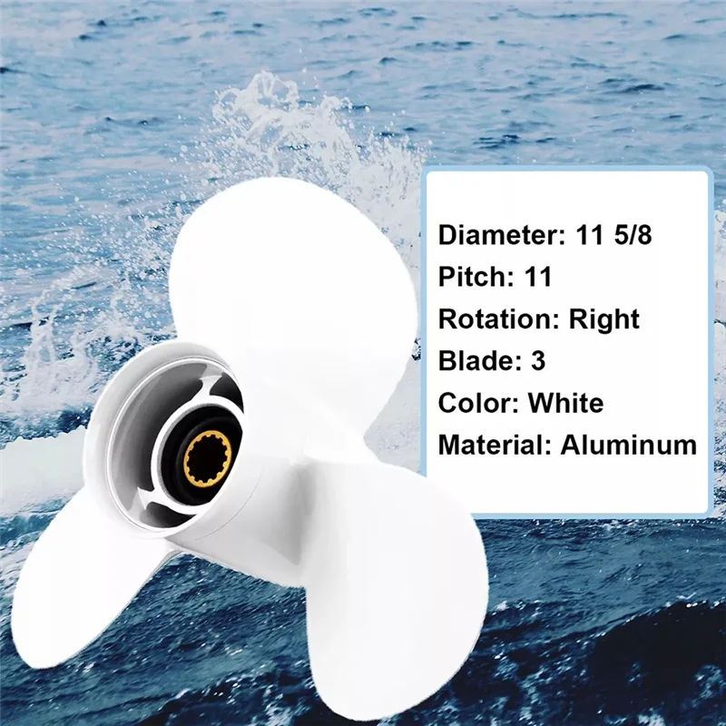 

A85E-Boat Propeller 11 5/8 X 11 For Yamaha Engines 25-60P NO. 663-45947-02-EL,RH