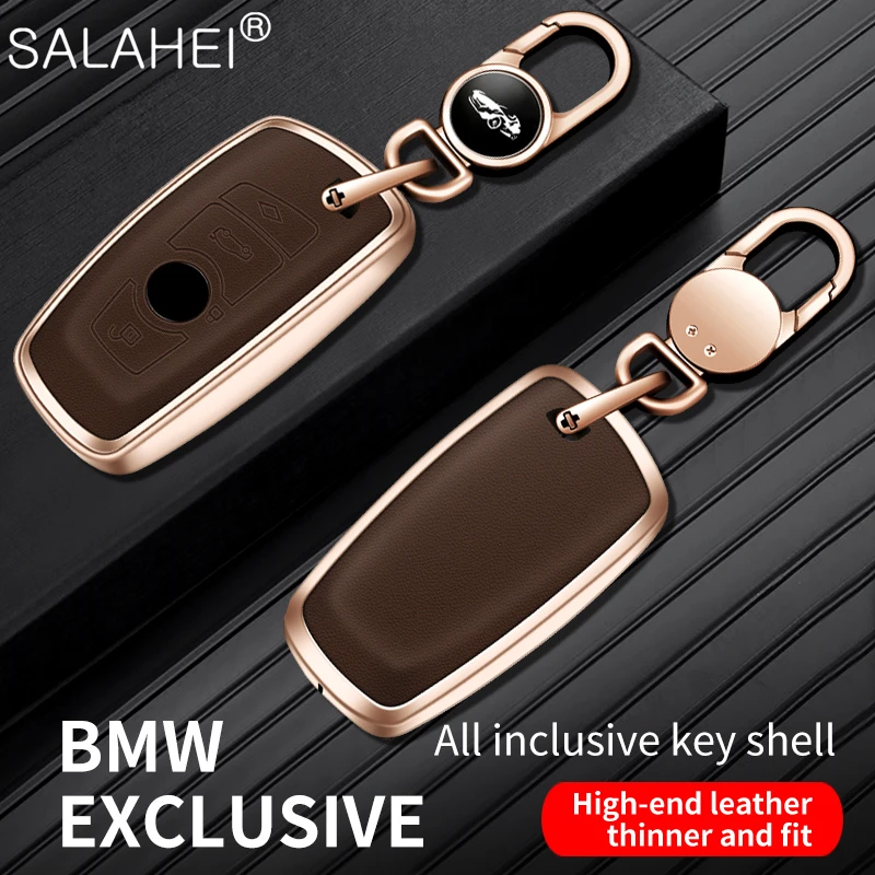 

Alloy Leather Car Remote Key Fob Case Cover Shell For BMW 3 4 5 Series 320i 530i 550i F20 F21 F30 F31 F25 F01 F02 Accessories