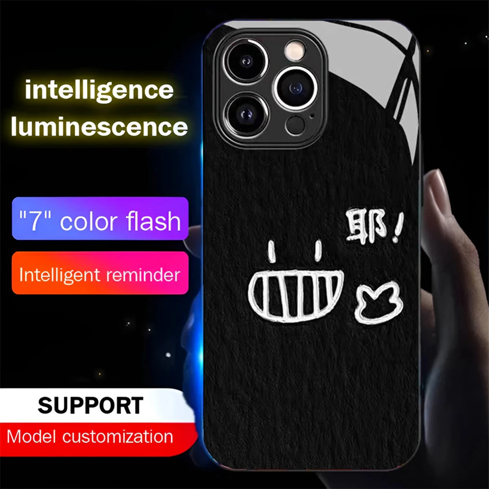 

Graffiti Emoticons Led Light Phone Case Call Flash Glitter Cover For Samsung S25 S24 S23 S22 S21 S20 FE Plus Ultra A54 A16 A15
