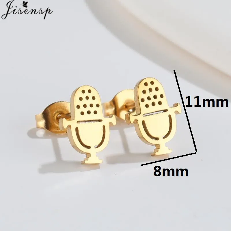 Pendientes de instrumentos musicales para mujer y niña, aretes de acero inoxidable con micrófono, acordeón, regalo para amantes de la música