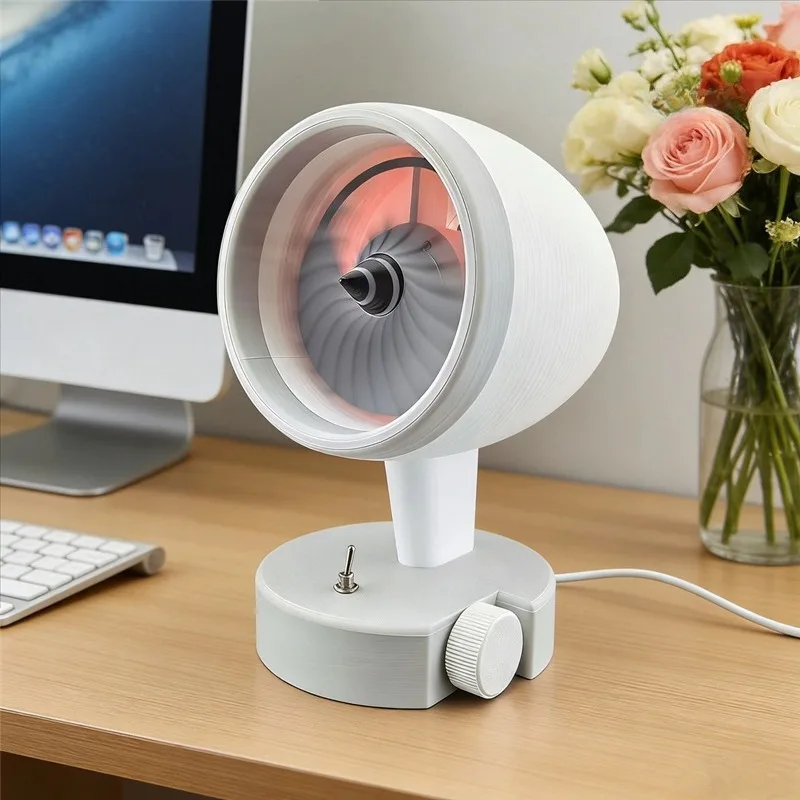 Creative Turbo Engine Shape USB Powered Mini Desk Fan Portable Cooling Office Accessory