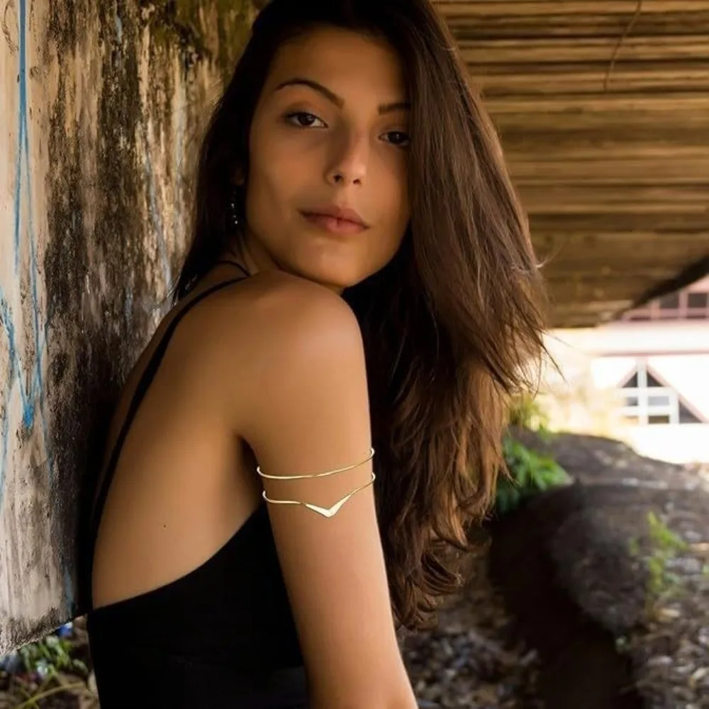 4/6pcs Boho Geometric Arm Bracelet Twisted Open Cuff Bracelet Bangle Jewelry Stackable Upper Arm Bracelet Gift