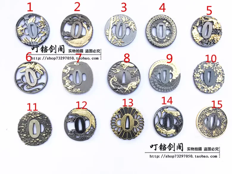 Accesorios Katana de alta calidad, aleación de dos colores Tsuba para espada Katana samurái japonesa, espada Nihontou Tanto Tachi Wakizashi
