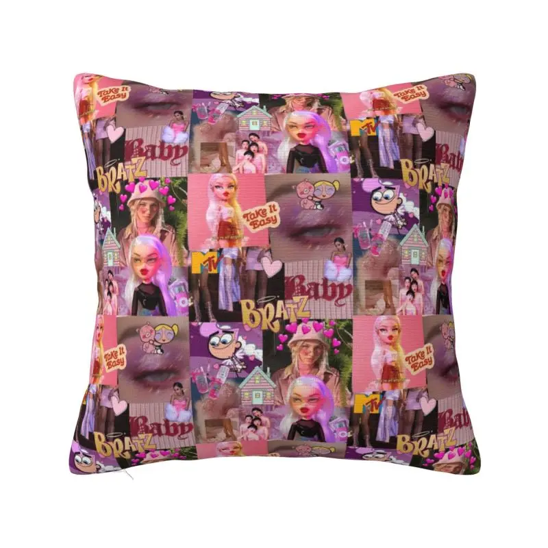 

Bratz Doll Cushion Cover Two Side Print Tv Movie Cartoon Floor Pillow Case for Sofa Cool Pillowcase Home Decor