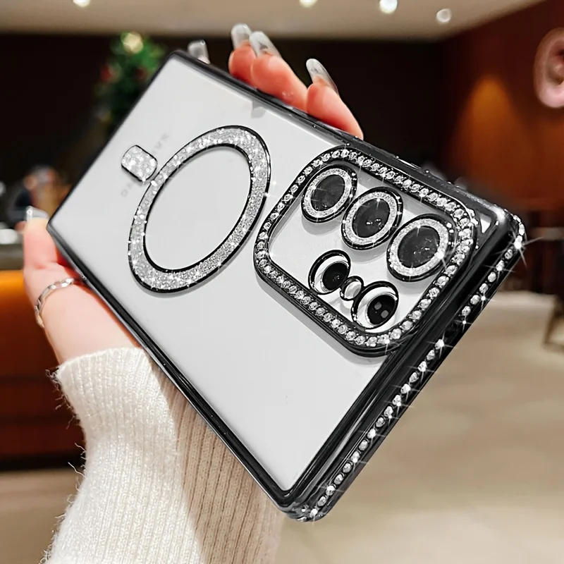 For Magsafe Plating Diamonds Case for Samsung Galaxy A57 A56 A55 A54 A37A36 A35 A34 A26 A25 A17 A16 A15 5G Lens Protection Cover