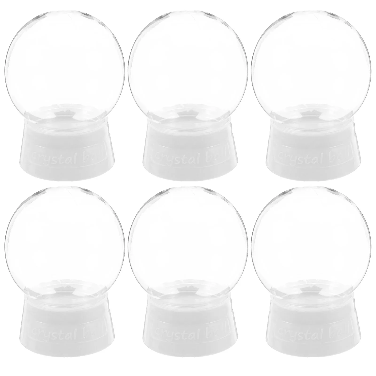 

6pcs Crystal Ball Accessories Clear Plastic Round Snow Globe DIY White Display Cloche Christmas Decorations Plastic Globes