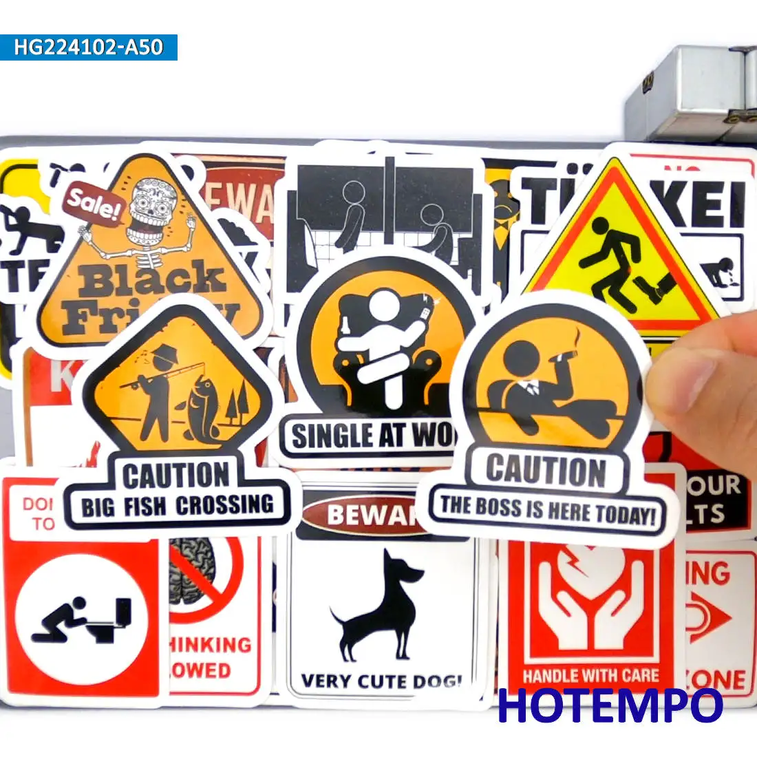 50Pieces Funny Warning Signs Spoof Slogan Waterproof Stickers for Luggage Guitar Helmet Phone Laptop Bike Motorcycle Car Sticker