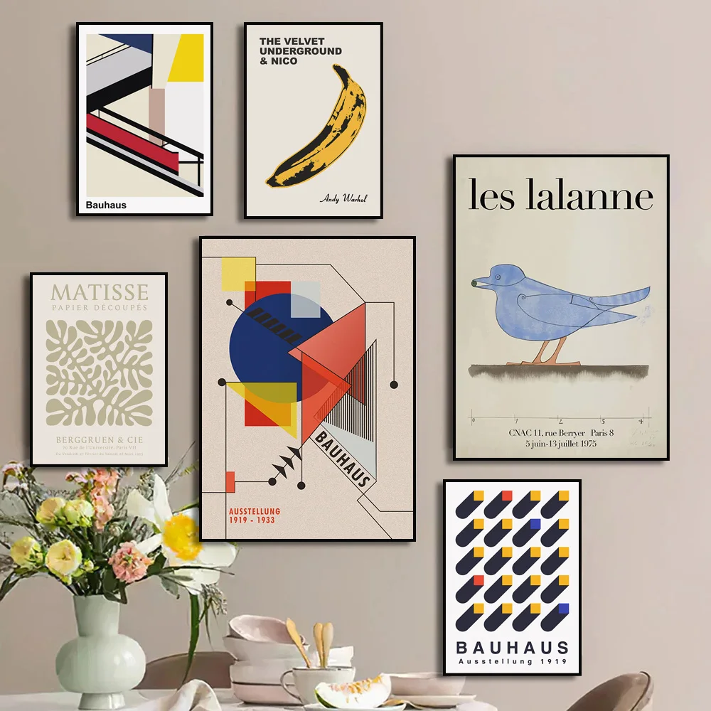 Les Lalanne Blue Bird Print, Henri Matisse Exhibition Poster Andy Warhol Banana William Morris Museum Canvas Painting Home Decor