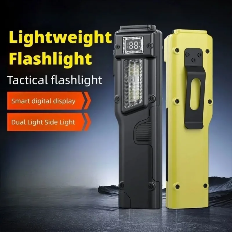 

Mini Tactical Flashlight Rechargeable Multi Light Source Outdoor Work Light Digital Display Pen Clip Light for EDC Outdoor Use