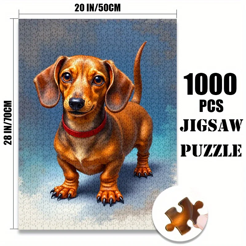 [500/1000pcs Dachshund Puzzle] 500/1000pcs Expert-Level Challenge Dachshund Jigsaw Puzzle | Realistic Dog Illustration, Scratc