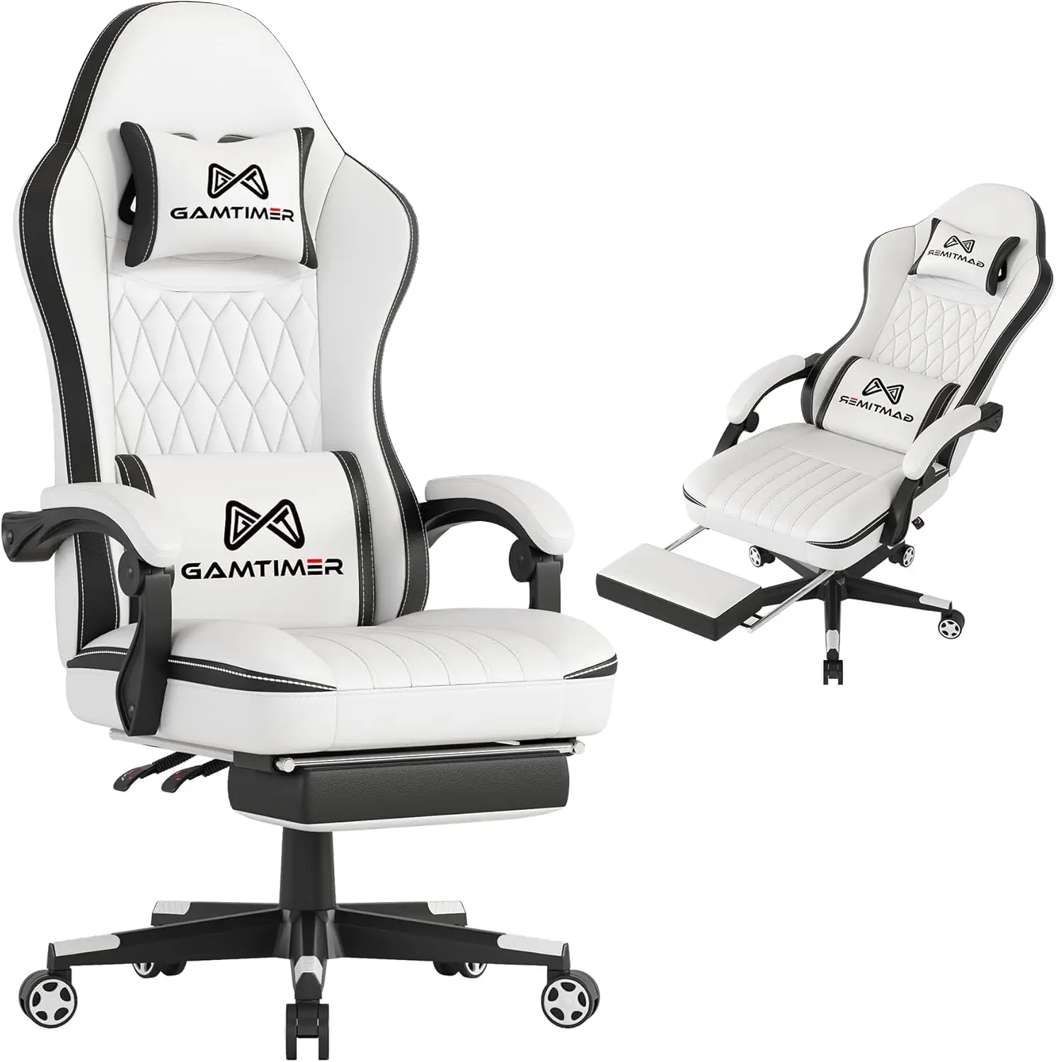 Gaming Chair with Footrest, Ergonomic Computer Chair, PU Breathable Material with Headrest and Lumbar Support, Suitable for