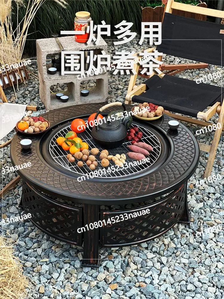 Charcoal Fire Enclosure To Make Tea Household Large Barbecue Table Charcoal Bonfire Villa Courtyard Terrace Fire