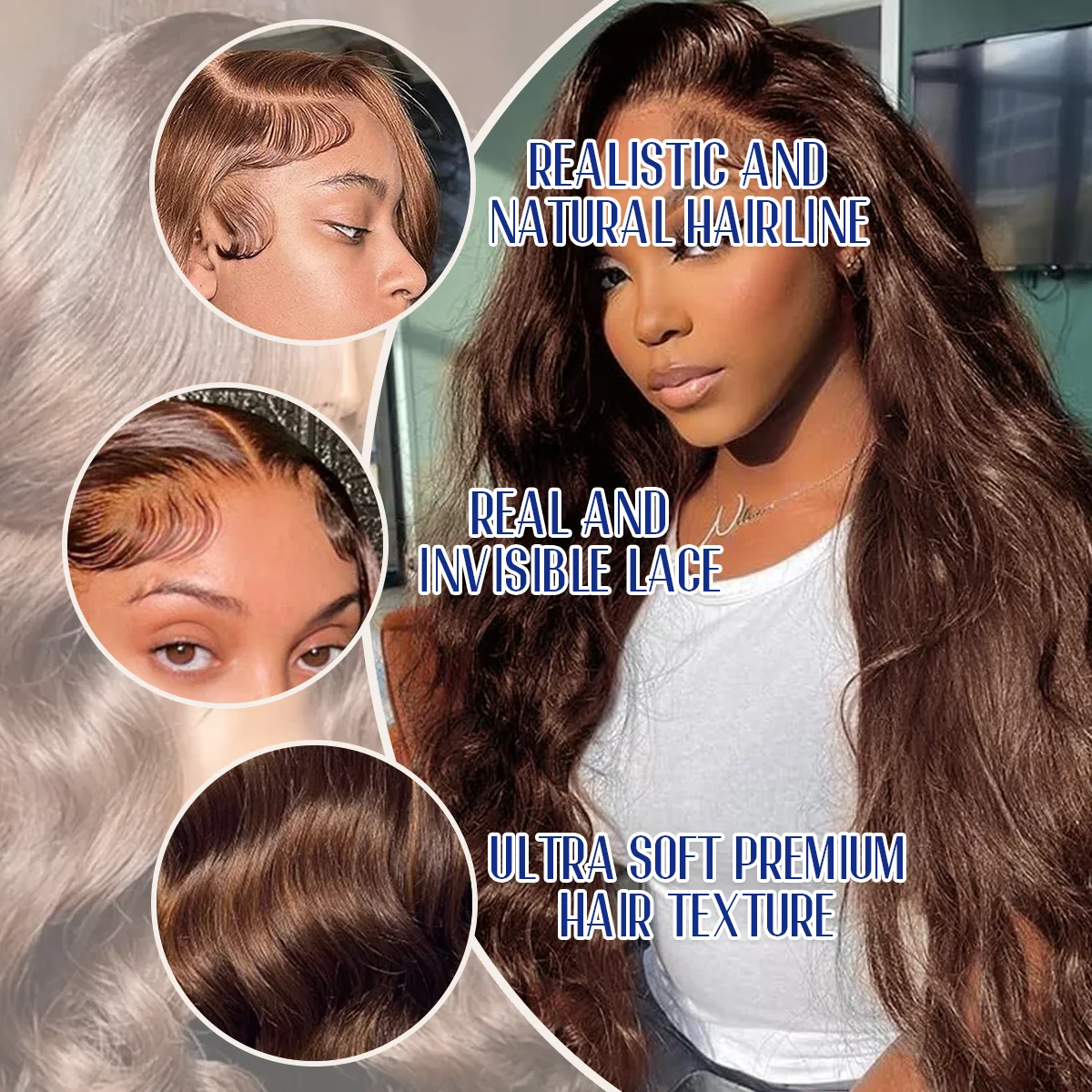 #4 Human Hair Wigs Chocolate Brown Body Wave 40 Inches 200% Density 13x6 13x4 HD Transparent Lace Frontal Wig Dark Brown For Women Pre Plucked Brazilian Hair