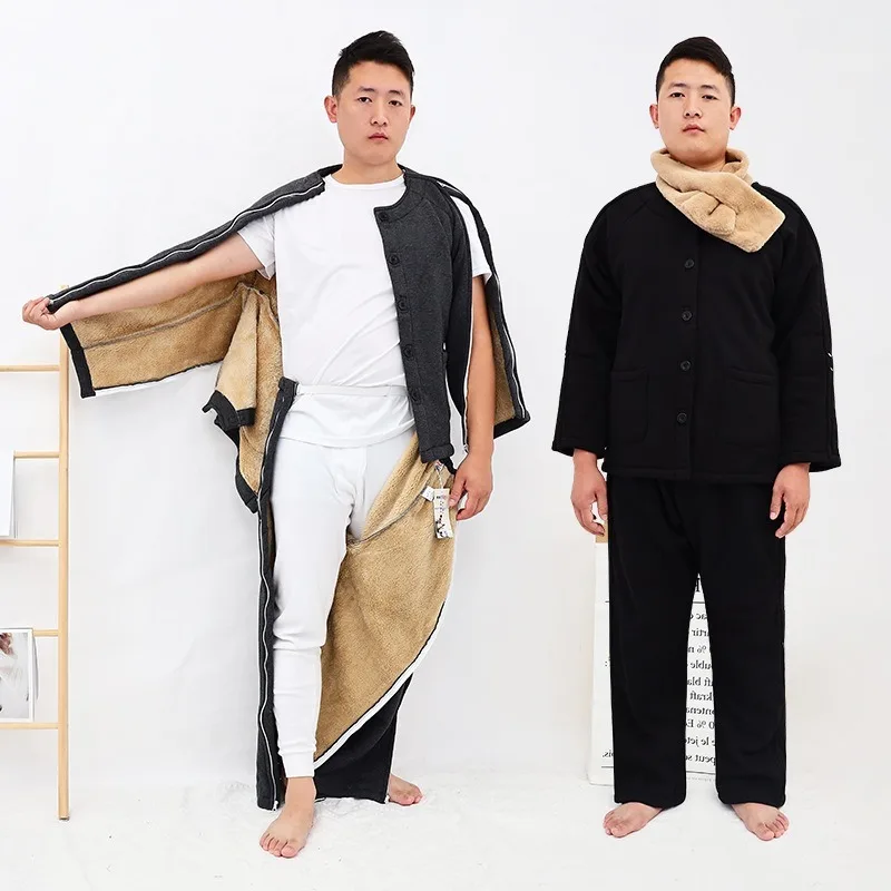 

Full Open Recovery Clothes Plush Patient Garment Double Zipper Easy Wear