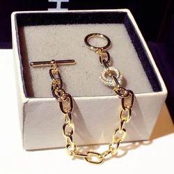 Fashion New Zircon OT Buckle Bracelet for Women Exquisite High Quality Stainless Steel Korean Bracelet Party Jewelry Accessories