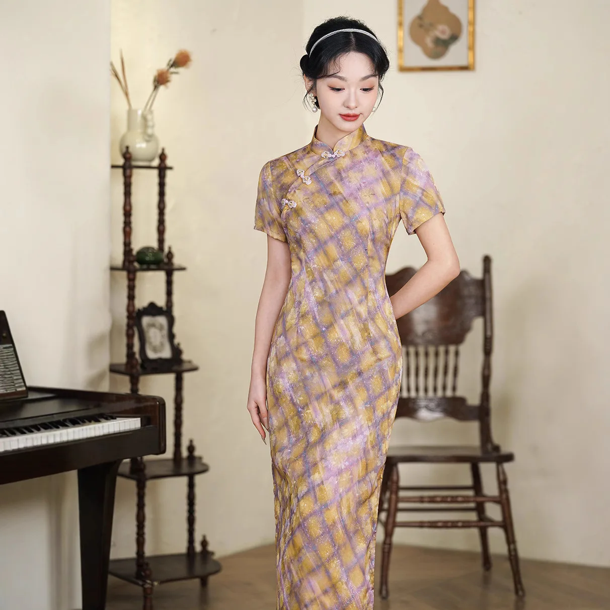 

Yourqipao New Cheongsam 2025 Jacquard Silk Satin High-end Qipao Evening Dress Women Traditional Hanfu Skirt