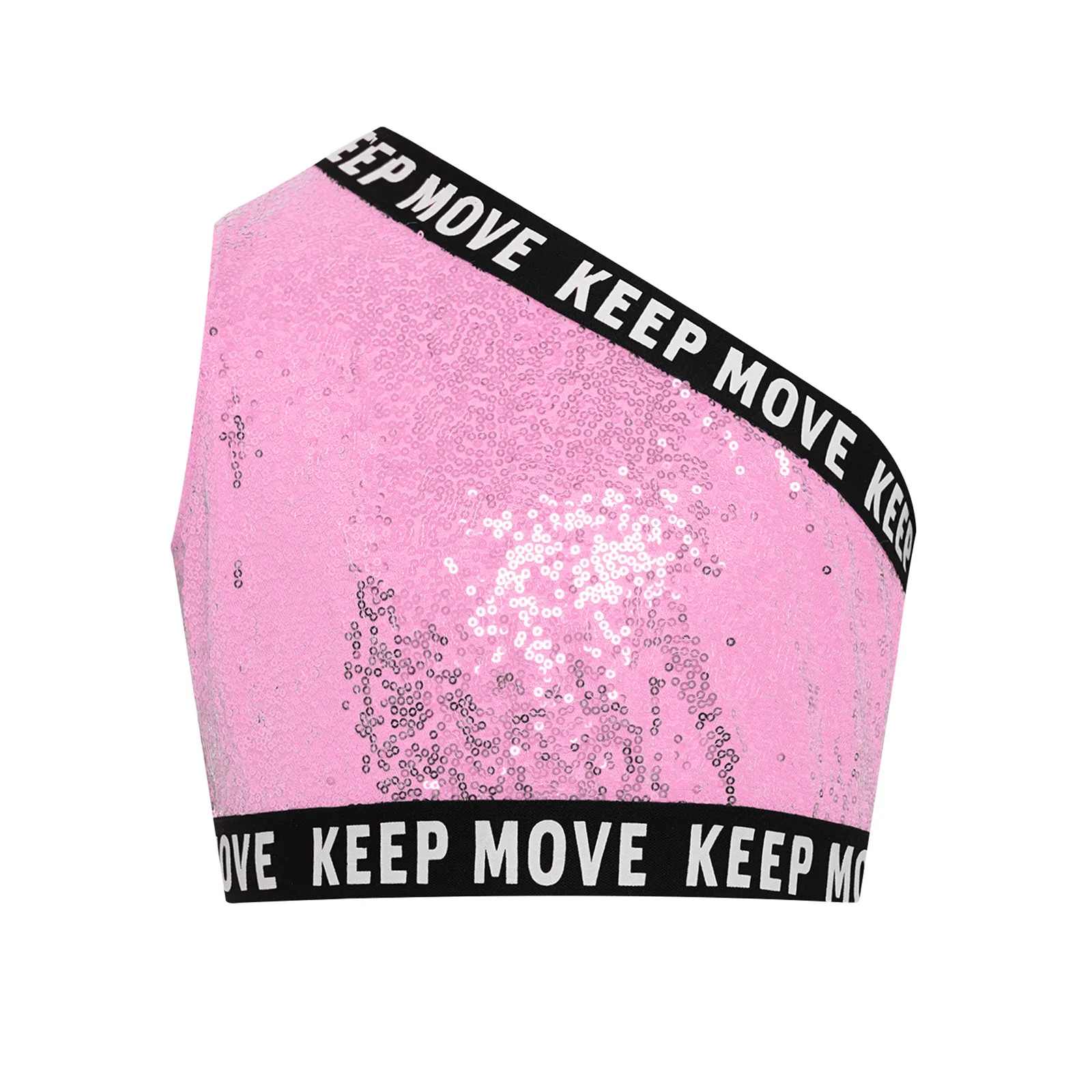 Модная майка в стиле хип-хоп с блестками для девочек, блестящий укороченный жилет на одно плечо для черлидинга, уличная одежда, костюм для джазовых танцев, одежда для выступлений