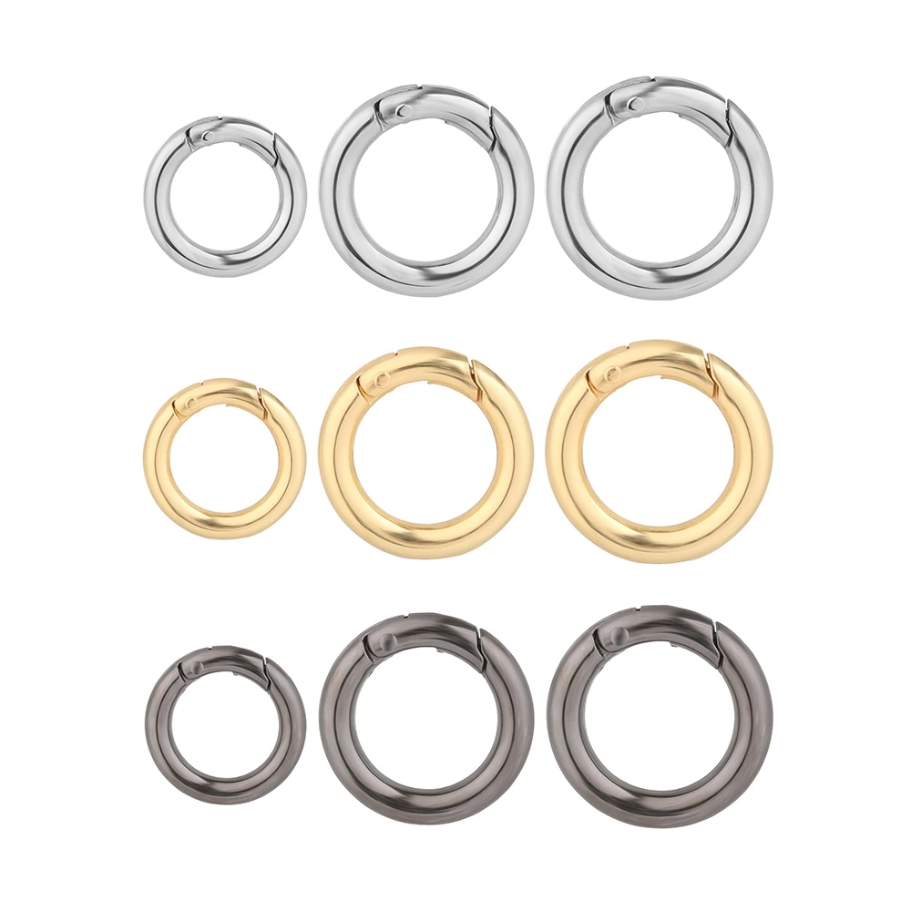 High quality Plated Gate Round Push Trigger Spring O-Ring Buckles Snap Clasp Clip Carabiner Purses Handbags Bag Belt Buckle