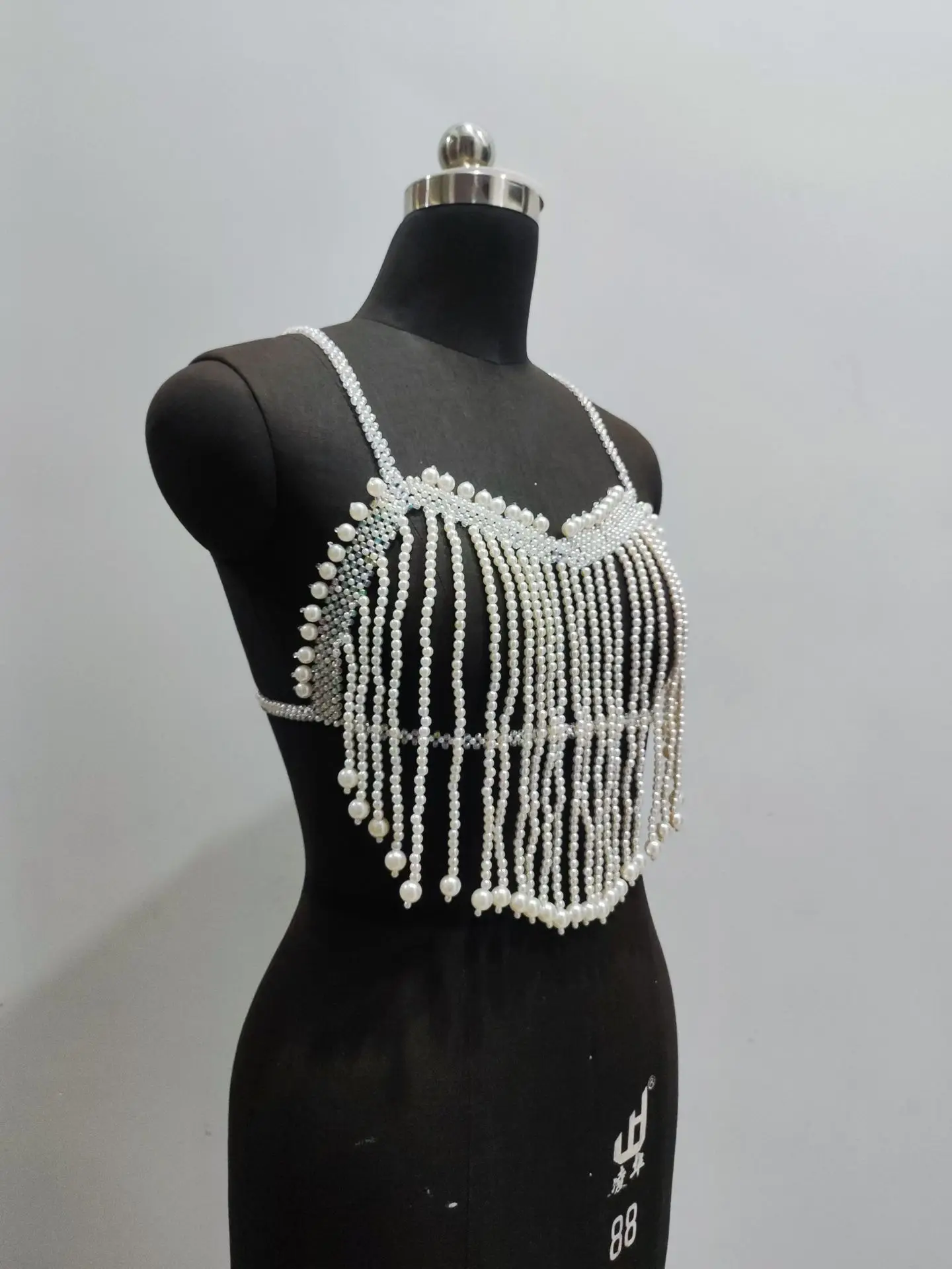 Personalized Colored Bead Body Chain, Shoulder, Backless, Hollowed Out Upper Body Chain, Trendy Top And Chest Decoration
