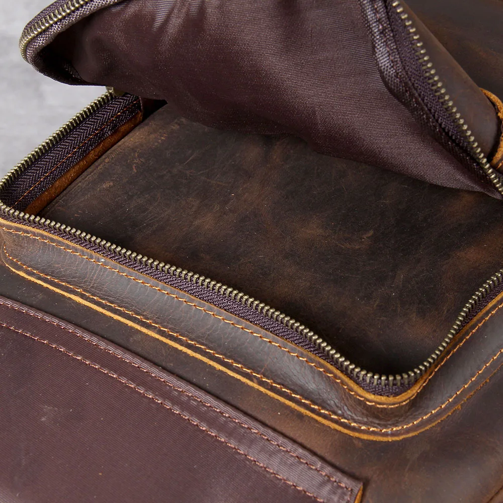 S.WORKER Vintage Echtleder Herrenrucksack Laptop-Tasche Casual Crazy-Horse Leder Schultasche Outdoor-Taschen – Detail 18