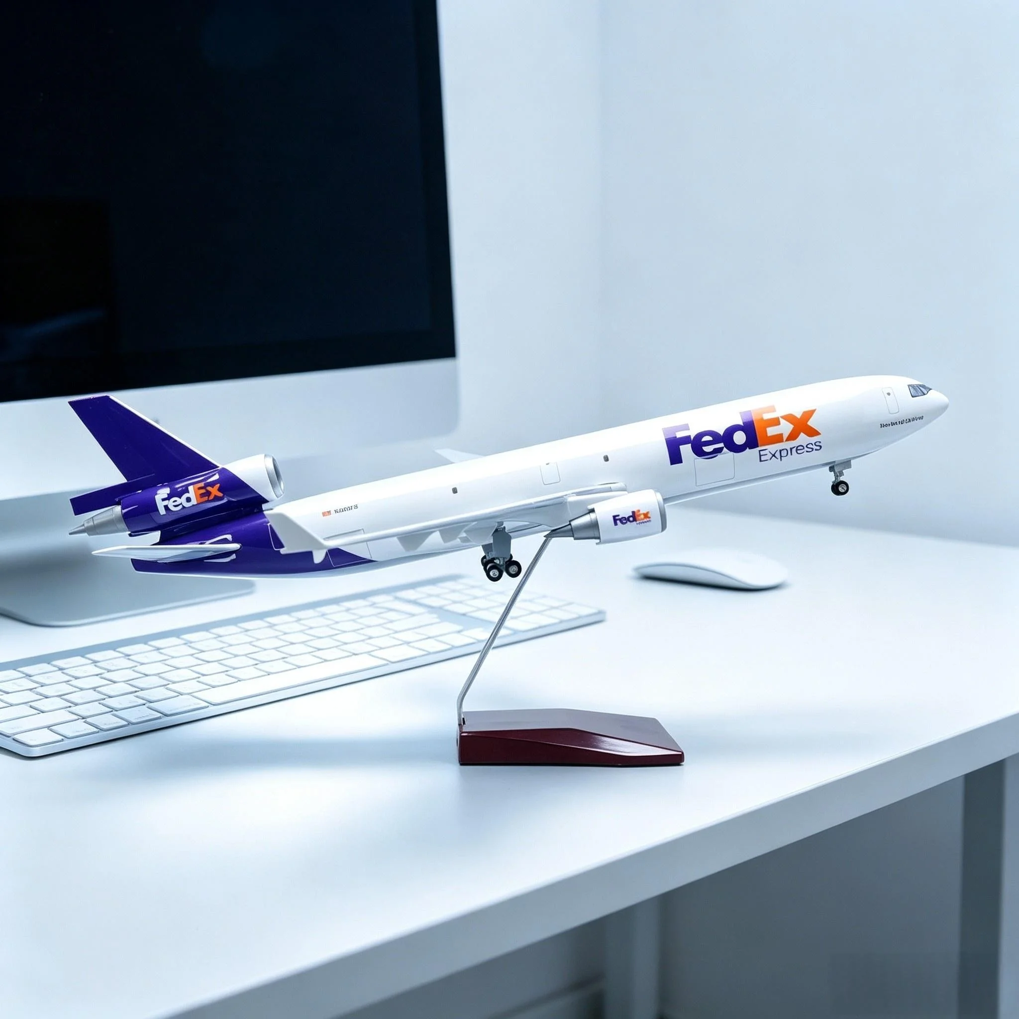 Scale Airplanes 47CM FedEx Cargo Airways Airplane With Wheel Landing Gear Resin Plane Model Collectible For Aviation Enthusiast