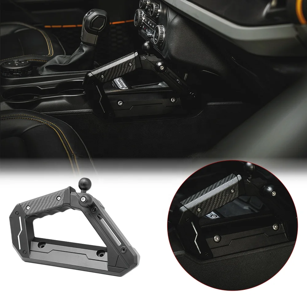 Aluminum Carbon Fiber Center Console Passenger Assist Grip Grab Handle Overlay for Bronco Accessories 2.3 2.7 3.0custom