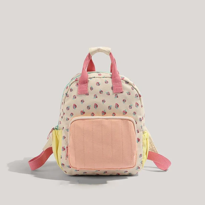 New Little Strawberry Printing Children's School Bag Fashionable Cute Lightweight Kindergarten Trendy Backpack Luggage Bag