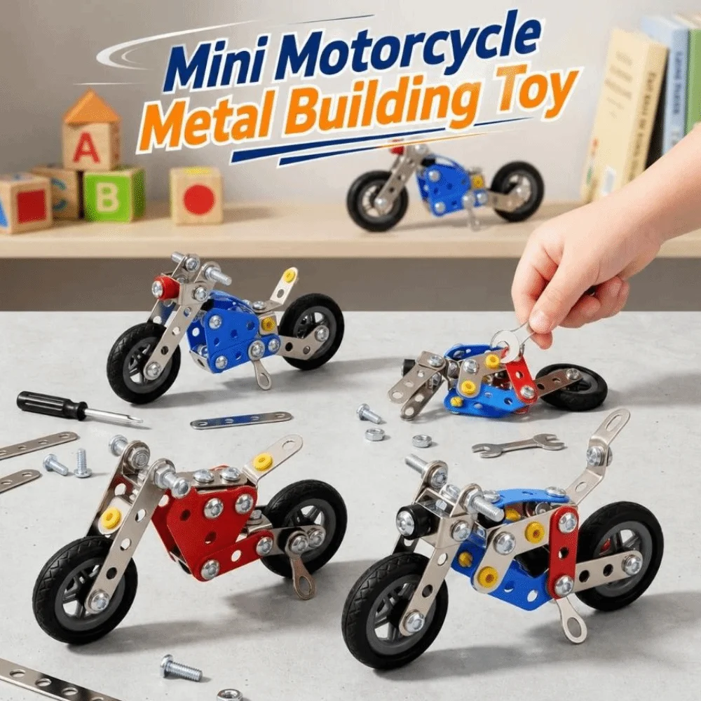 Motorcycle‑Shaped Metal Building Toy Mini‑Sized Screw Design Motorcycle Model Kit Detachable Interactive Assembly Puzzle Toy