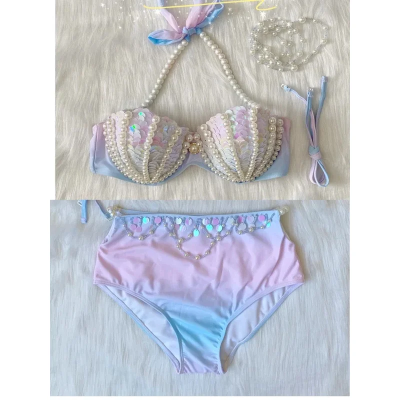 

CyAdults Русалка Хвост Жемчужные ракушки нижнее белье Костюм для женщин Косплей Костюмы Плавание Купальники Купальники Костюмы