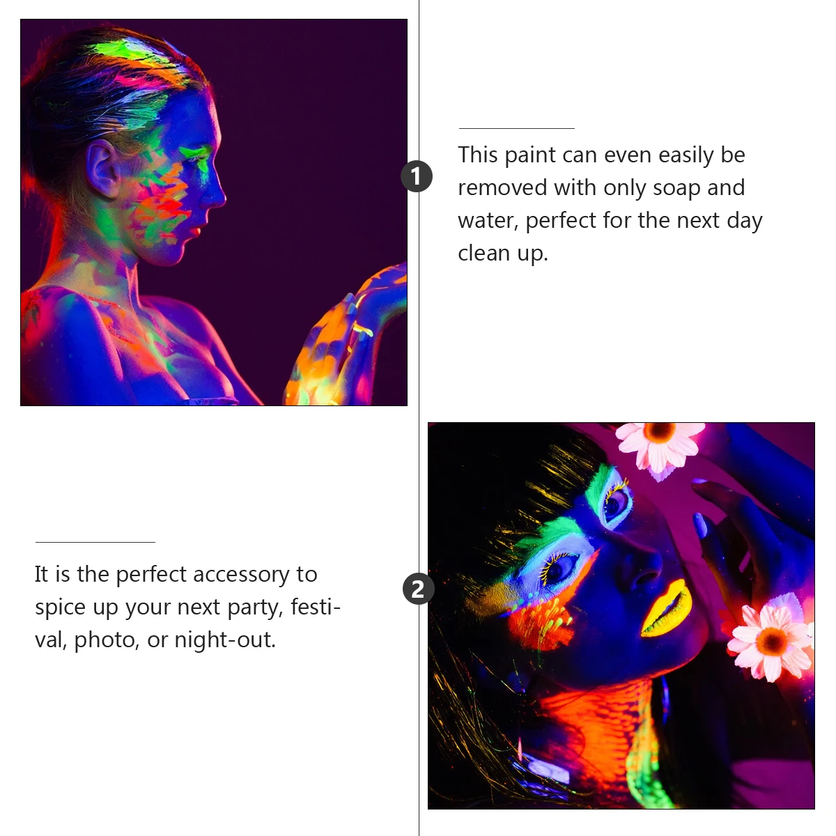 

5pcs Fluorescent Body Paint UV Reactive Face Paints Safe Human Painting Neon Pigments Body Makeup Festival