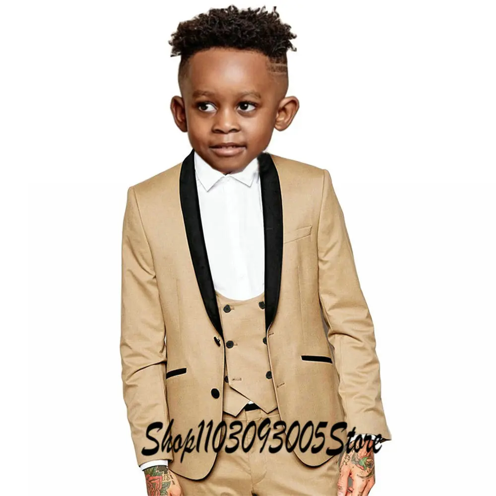 

Hnadsome Boys Suit Jacket Vest Pants Wedding Tuxedo 3 Piece Set Kids Fashion Custom Size Clothes for Child