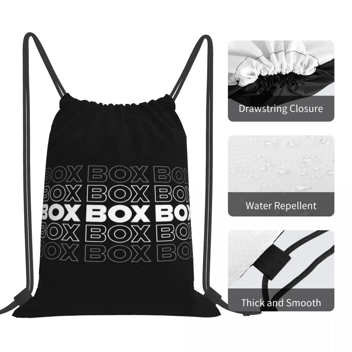 Box Box Box F1 Faded Text Design Backpacks Multi-function Portable Drawstring Bags Storage Bag Book Bags For Man Woman Students