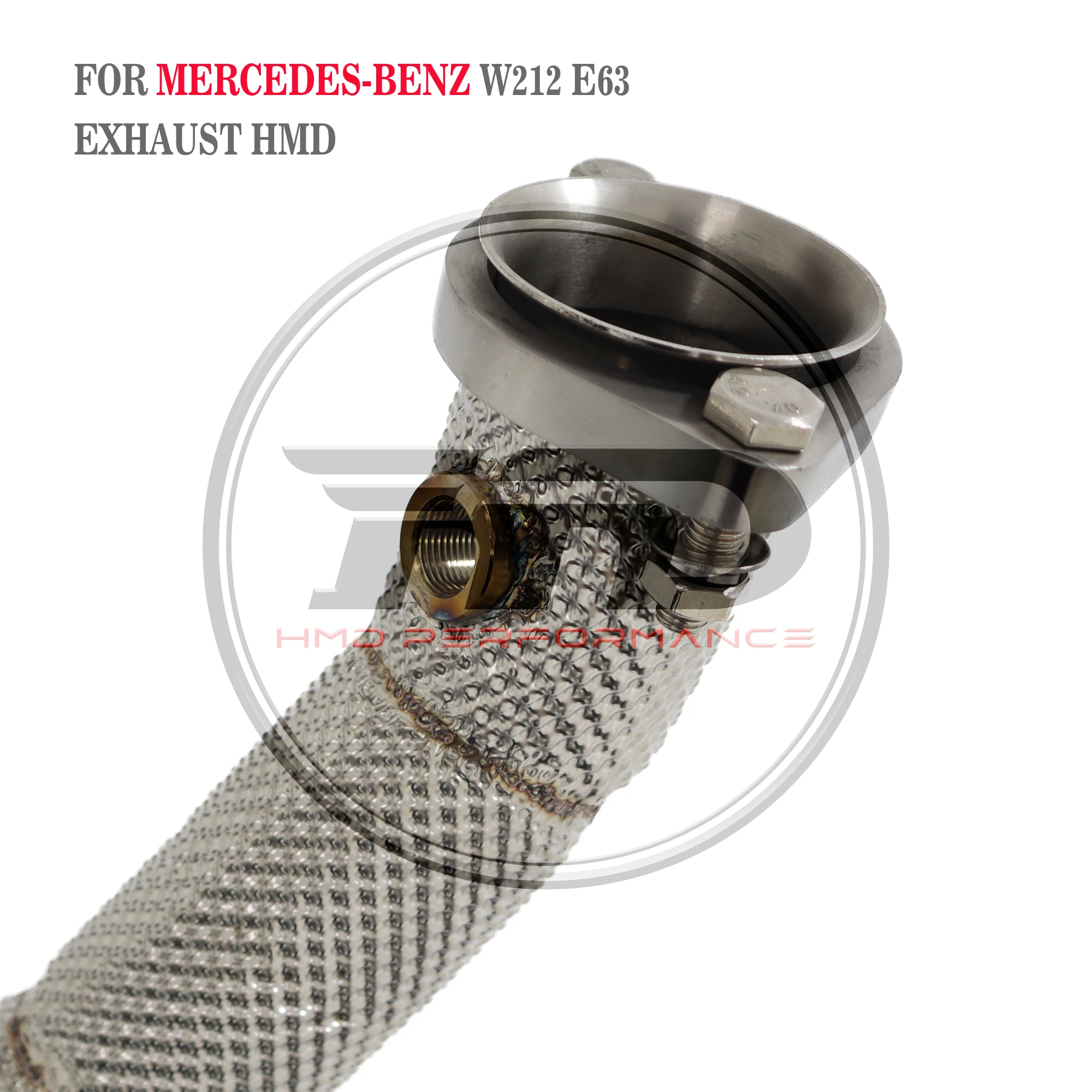 HMD 뜨거운 판매 스테인레스 스틸 배기 시스템 열 차폐 장치가있는 메르세데스 벤츠 AMG E63 W212 용 고 유량 성능 다운 파이프