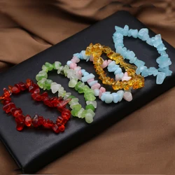 5-8mm Natural Aquamarine Bracelets Irregular Citrine Stone Bead Bracelets for Women Men Jewerly Party Gift Length 18cm