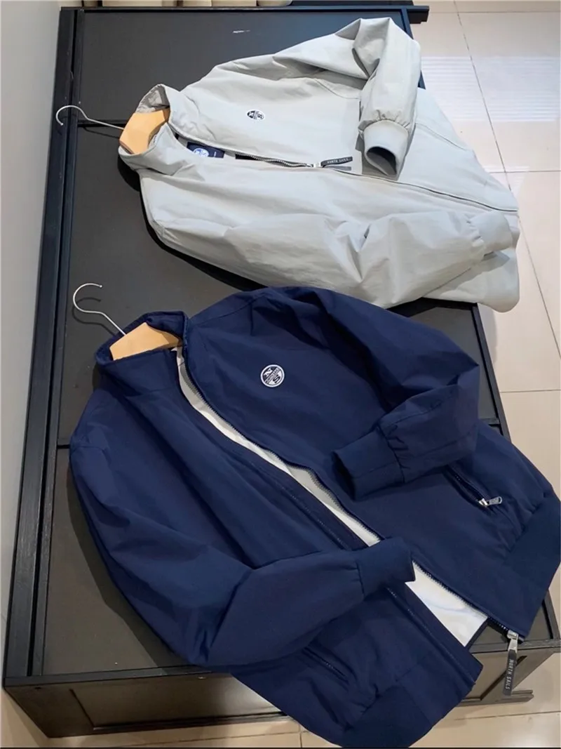 

Мужская шелковистая свободная повседневная куртка на молнии с воротником-стойкой, осенняя, в американском стиле, с принтом маленьких парусников, приталенная, с длинными рукавами, из полиэстера.