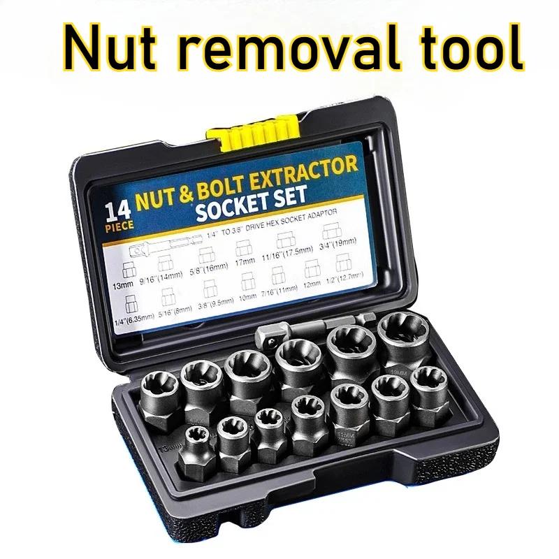 

14 Pcs Bolt & Nut Remover Set Damaged Bolt Removal Tool Impact Alloy Damaged Bolt Nut Remover Extractor Socket Tool