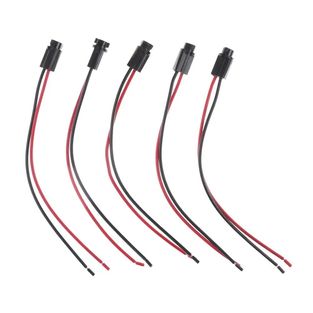 

5pcs T5 LED Bulb Holder Socket For 1.2W W3W Width Instrument Light Plug Extension Cables Harness