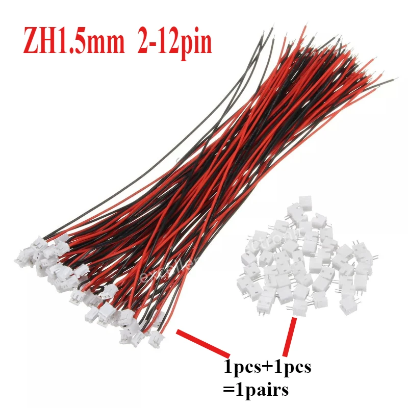 

10 Pairs/lot Mini Micro ZH 1.5 2P 3P 4P 5P 6P 7P 8P 9P 10P 11P 12Pin JST Zh1.5mm Connector with Wires Cable Zh1.5mm