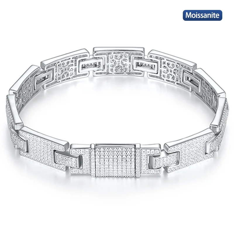 

S925 Silver Moissanite Cuban Link Bracelet 6~7inch HipHop Style Jewelry Personalized customization Valentine's Day Gift ﻿