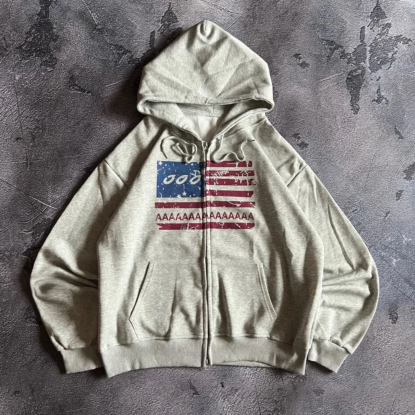 

American Print Zipper Hoodies Women Grunge Streetwear Sweatshirt Tops Hip Hop Goth Y2k Casual Oversized Hoodie Women Clothing