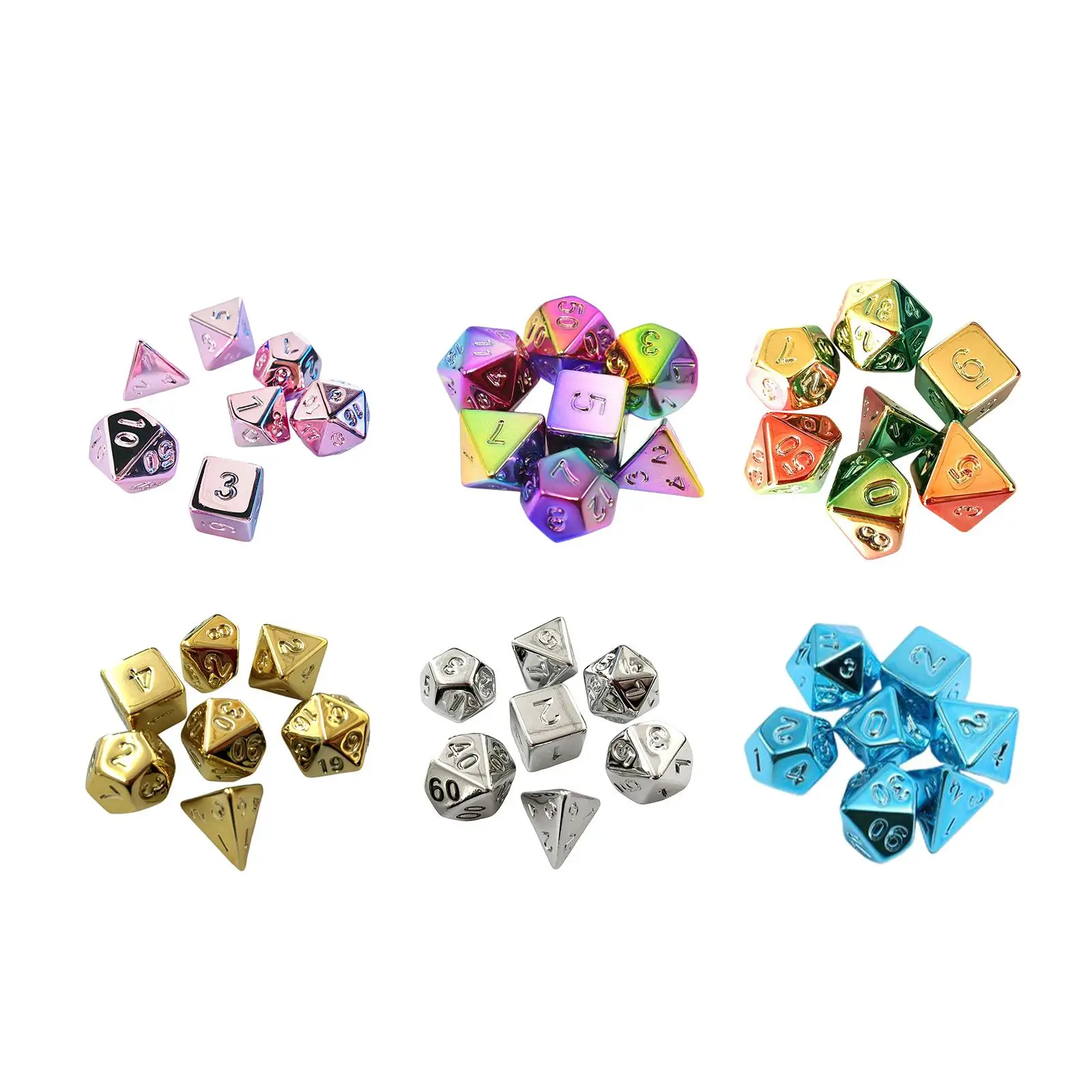 7Pcs Acrylic Dices Party Favors D4 D8 D10 D12 D20 Polyhedral Dices Set Game