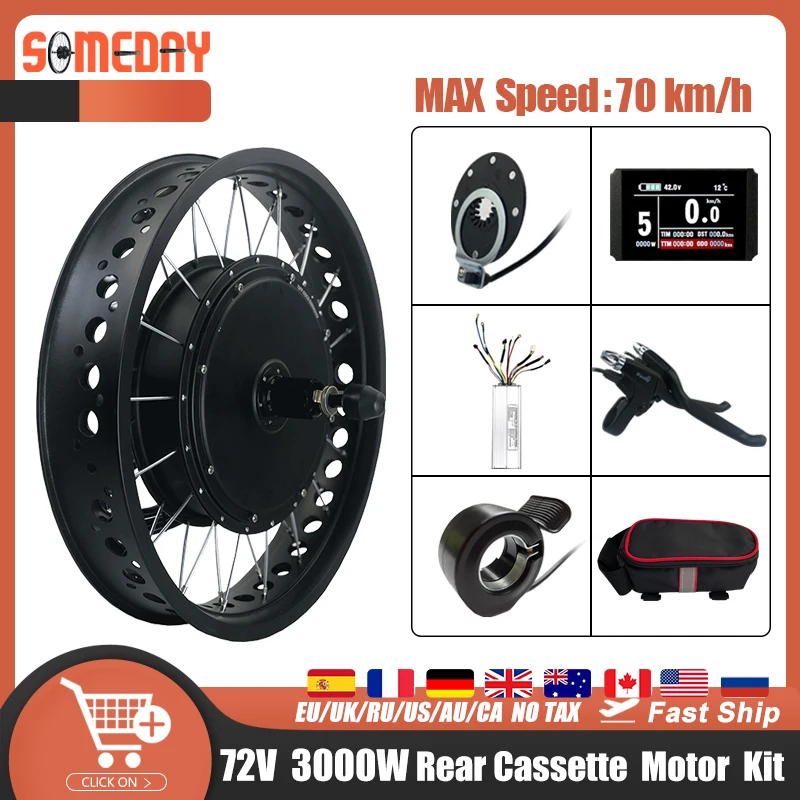 

Snow Electric Bike Conversion Kit 20 26 Inch 4.0 Tyre 72V 3000W Rear Bicycle Hub Motor Wheel For Snow eBIKE Conversion Kit